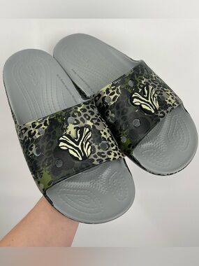 Crocs x Disney Mickey Mouse Animal Kingdom Green Print Slide On Sandals